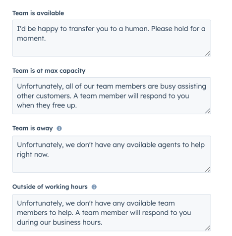 Availability messaging UI