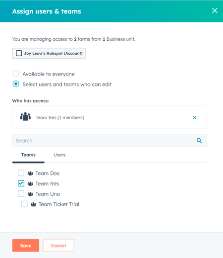 KB - Assign users and teams
