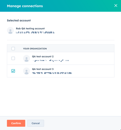 Gestion multi-comptes : sélectionnez un compte à configurer