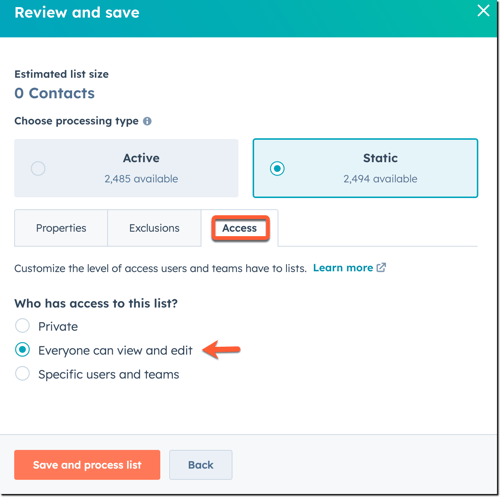 new-list-access